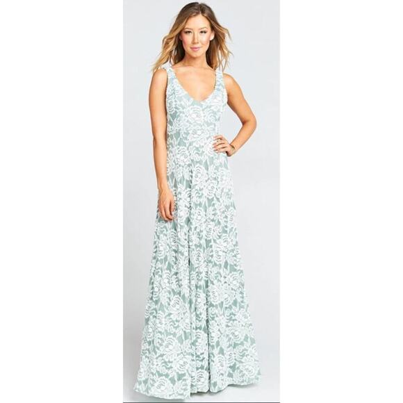 Show Me Your‎ Mumu Jenn Maxi Dress Green Lace size XXS New - Picture 1 of 10